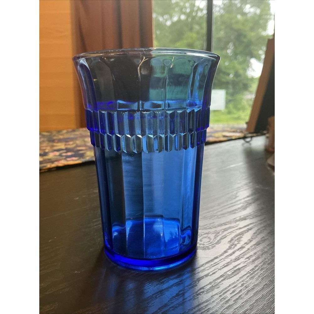 Vintage Anchor Hocking Roulette Cobalt Blue 4.25" Glass